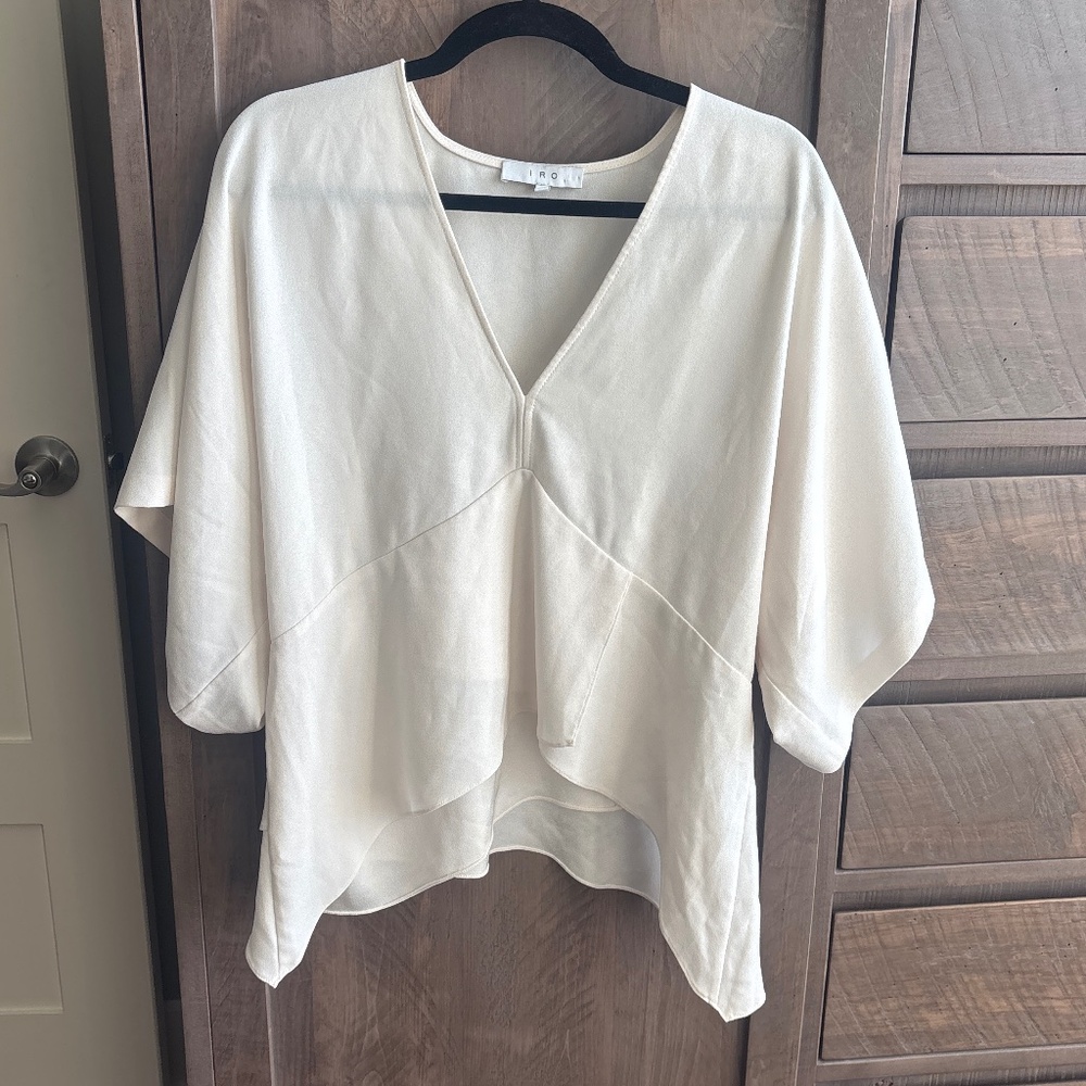 Iro Paris 38 medium 6 Ekala ivory ecru v neck dolman top blouse crepe